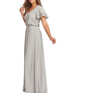 Show Me Your Mumu Michelle Flutter Gray Maxi Dress NWT